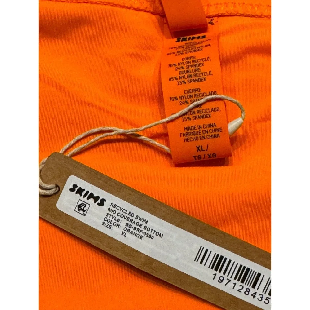 SKIMS Recycled Swim Mid Coverage Bottom Orange XL BB-BRF-3980 NEW